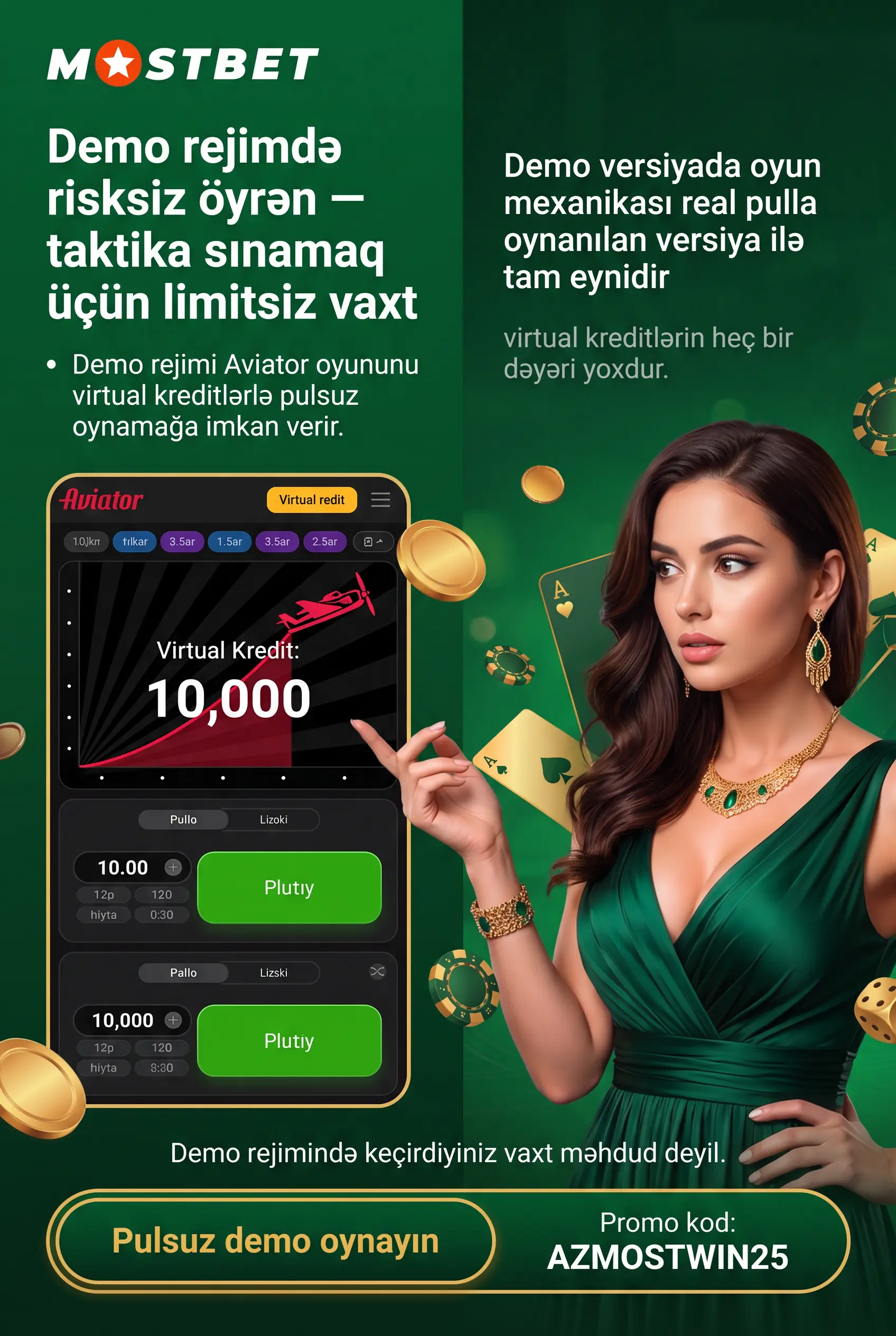 Aviator demo rejimini pulsuz sınamaq